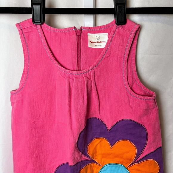 Hanna Andersson Girls Dress 120 6 7 Pink 100% Cotton Sleeveless Tank Flower Mod - Picture 6 of 7